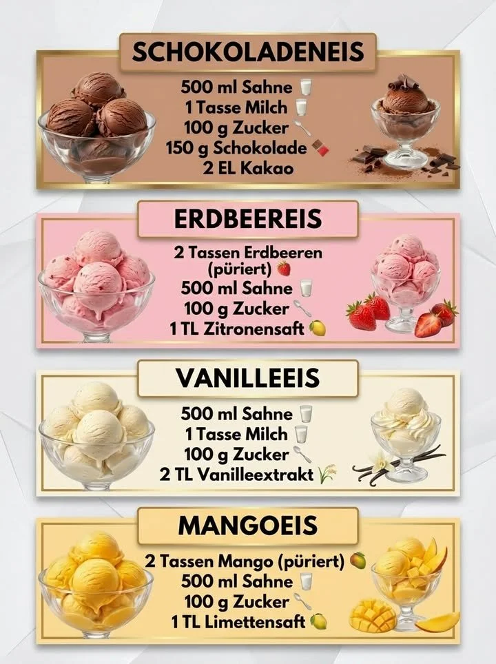 Eiscreme selbstgemacht: 4 einfache Rezepte für köstliche Eisvariationen