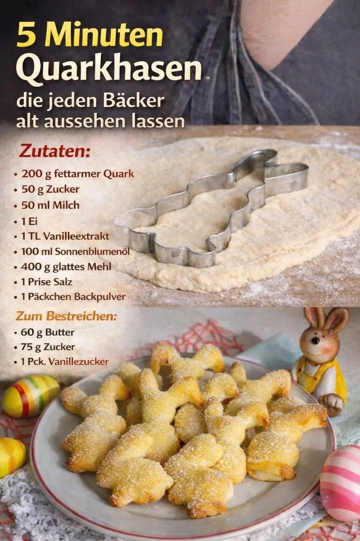 Schnelle Quarkhasen Rezept in 5 Minuten für einen leckeren Snack.