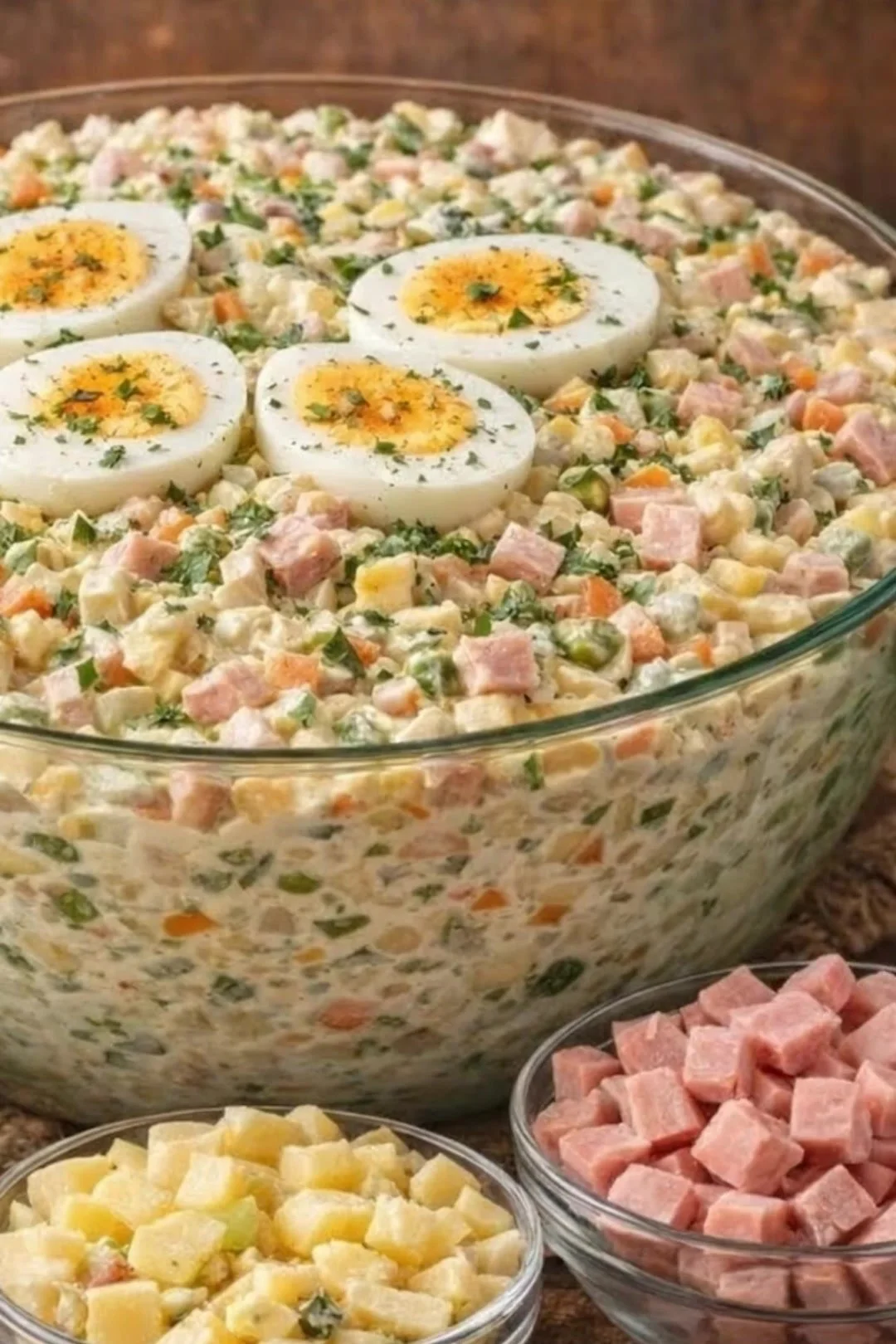 7-Tassen-Salat mit frischem Gemüse und Dressing