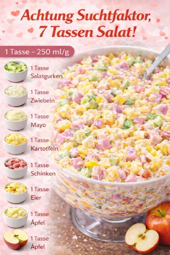 Bunte Schüssel mit 7 verschiedenen Salaten, frisch zubereitet und gesund