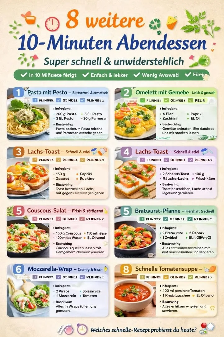 Schnelles 10-Minuten Abendessen Rezept mit frischen Zutaten