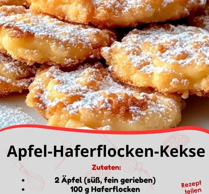 Leckere Apfel-Haferflocken-Kekse frisch gebacken auf einem Teller