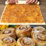 Leckere Apfelstrudel mit Äpfeln und Zimt auf einem Teller serviert.