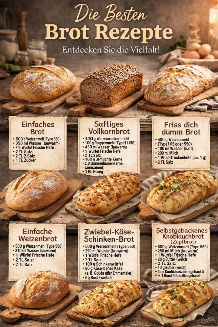 Unwiderstehliche Brotrezepte für köstliches selbstgebackenes Brot.