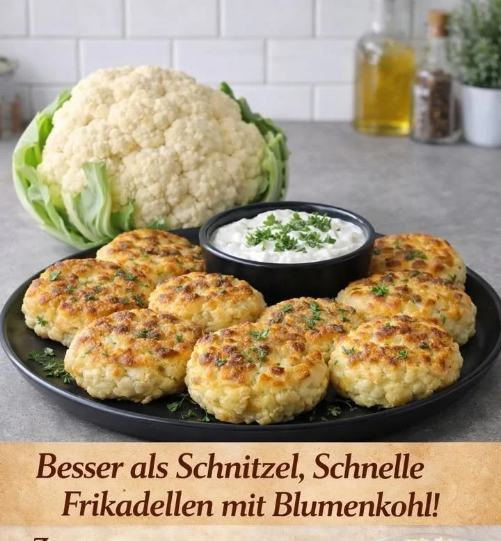 Schnelle Frikadellen mit Blumenkohl, die besser als Schnitzel sind.
