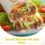 Big Mac Rolle mit viel Soße auf einem Teller serviert