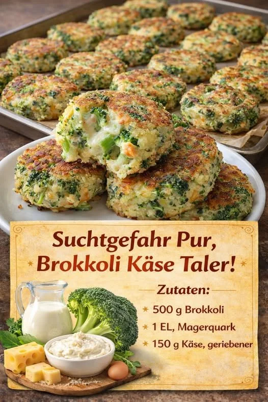 Leckere Brokkoli Käsetaler auf einem Teller serviert