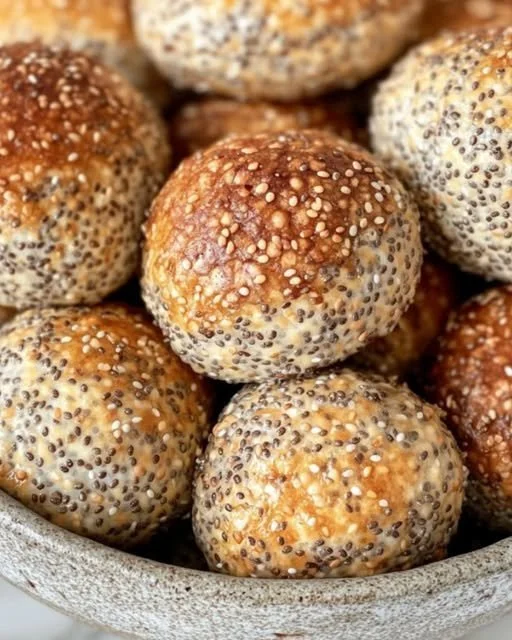 Leckere Chia-Floh-Brötchen auf einem Holzbrett, gesund und nährstoffreich.