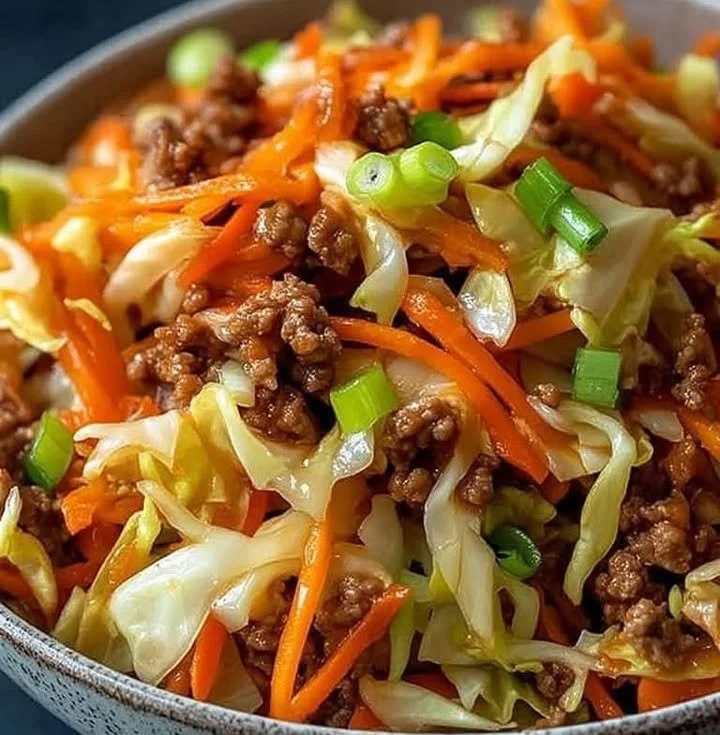 Chinakohl mit Hackfleisch auf einem Teller angerichtet