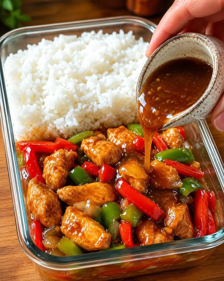 Chinesische Hähnchen Gemüsepfanne mit buntem Gemüse und zartem Hähnchenfleisch