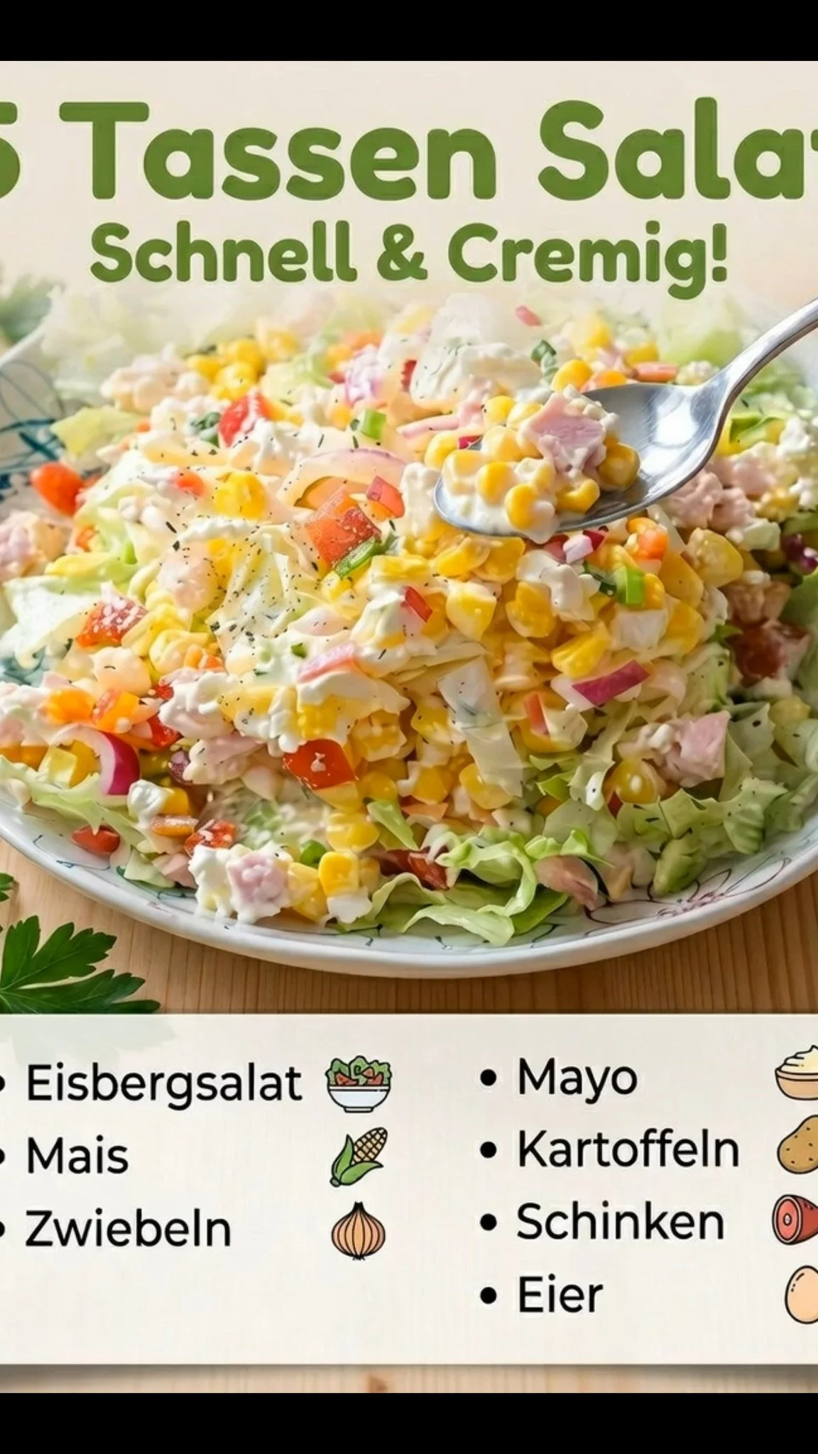 Cremiger Frischsalat mit frischen Zutaten und cremigem Dressing