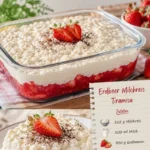 Cremiger Milchreis mit frischen Erdbeeren serviert in einer Schüssel