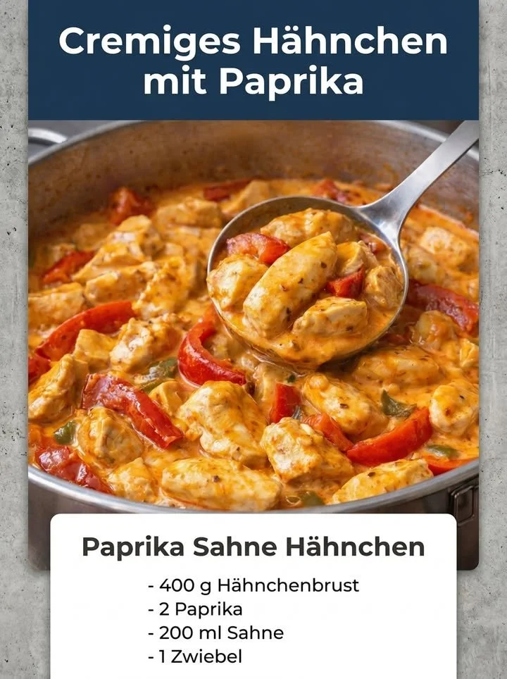 Cremiges Paprika-Sahne-Hühnchen mit Paprika und Sahnesauce