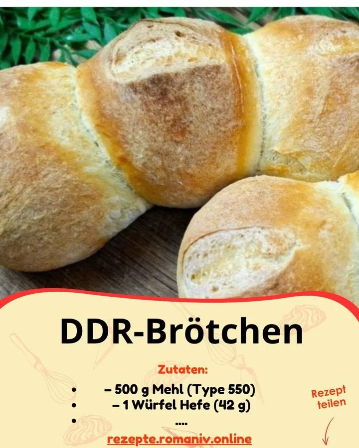 DDR-Brötchen, knusprig und goldbraun, in traditioneller Bäckerei-Umgebung