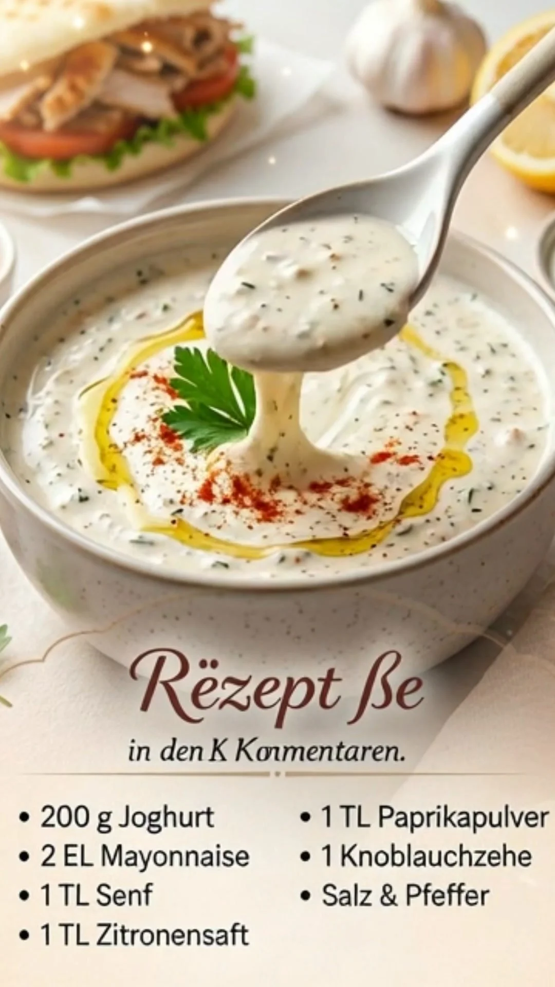 Hausgemachte Dönersoße im Stil vom Imbiss für köstliche Gerichte