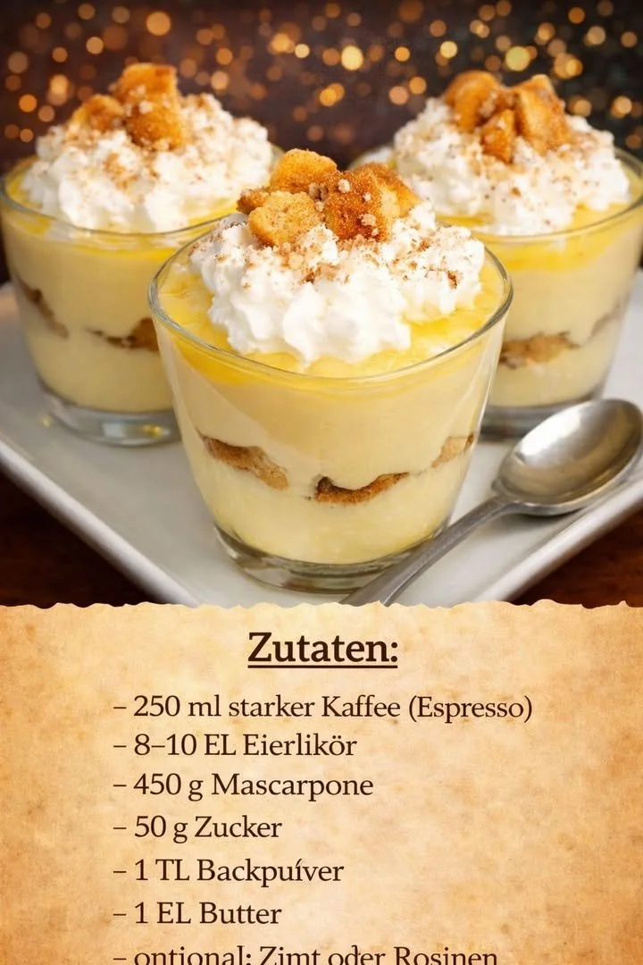 Eierlikör-Tiramisu mit Mascarpone ohne Backen, köstliches Dessert Rezept