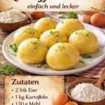 Einfache Kartoffelknödel auf einem Teller serviert