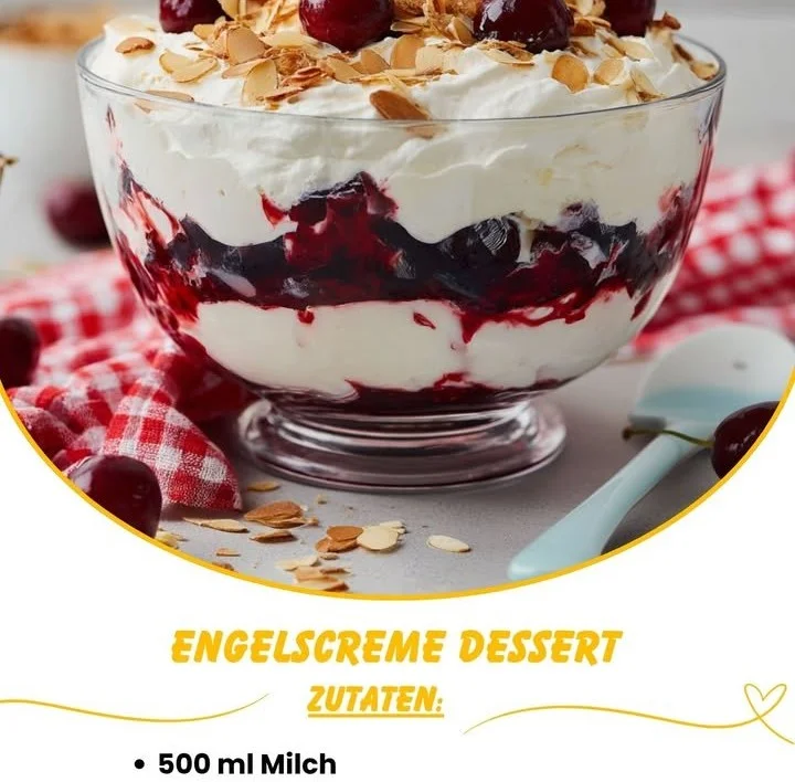 Engelscreme Dessert in einer eleganten Schale serviert