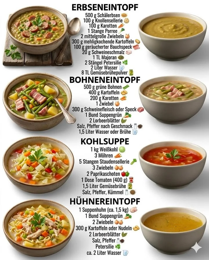 Schüssel mit frisch zubereitetem Erbseneintopf, gesund und lecker.