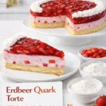 Eine reichhaltige Erdbeer-Torte mit frischen Erdbeeren und Sahne.