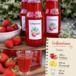 Erdbeerlimes in einem Glas mit frischen Erdbeeren dekoriert