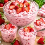 Leckeres Erdbeerwolke Dessert mit frischen Erdbeeren und Sahne