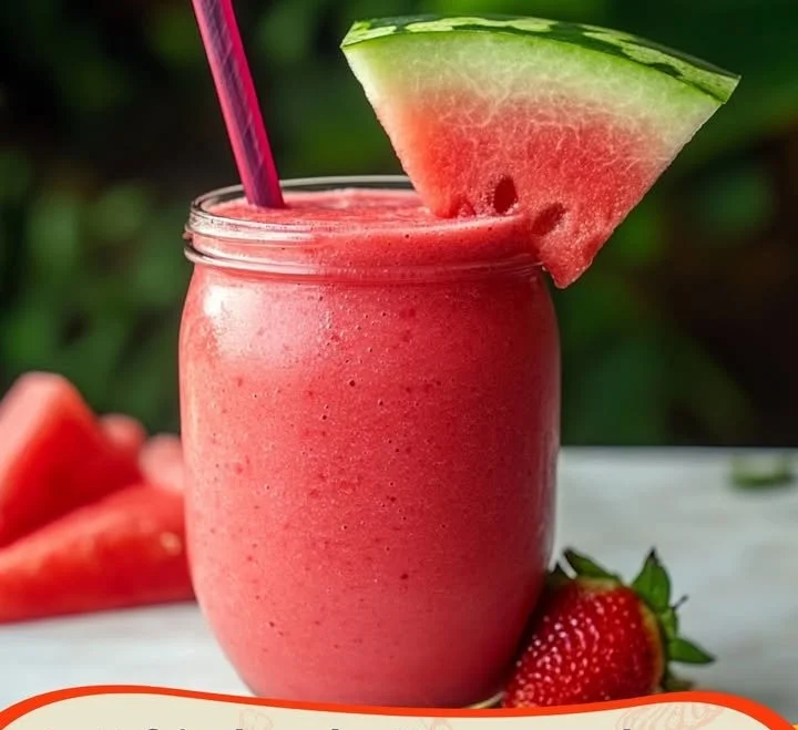 Erfrischender Wassermelonen-Smoothie in einem Glas mit Eiswürfeln