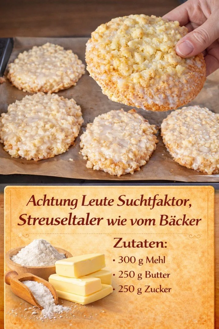 Fantastische Streuseltaler mit köstlichem Streuselbelag auf einem Teller