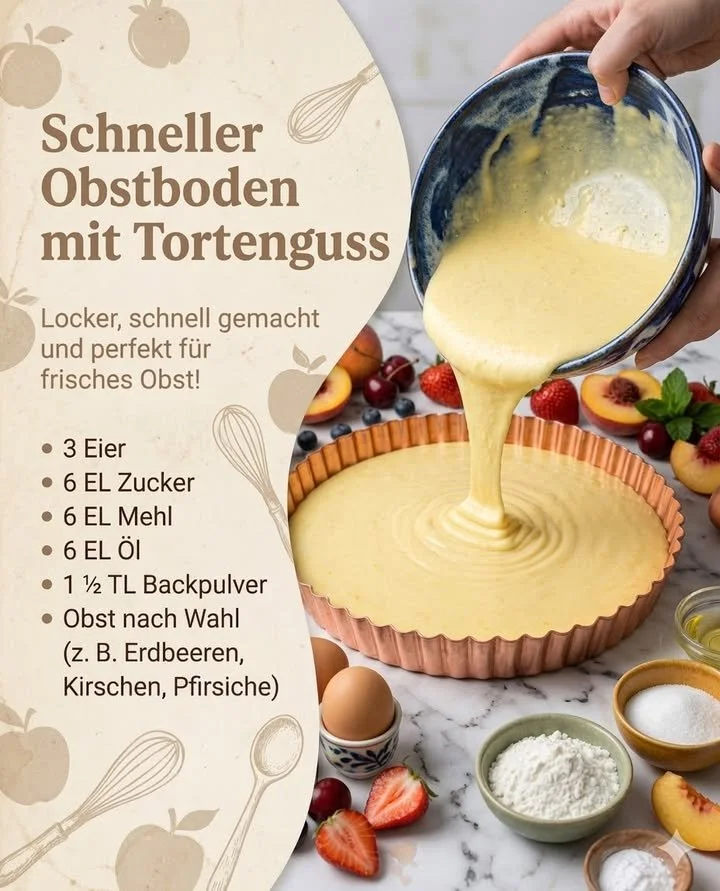 Früchtekuchen Blitz - Saftiger Früchtekuchen mit saisonalen Früchten
