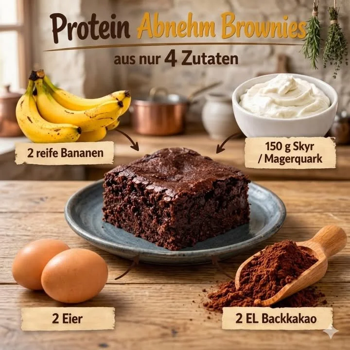 Fudgy Protein-Brownies mit Schokoladengeschmack auf einem weißen Teller