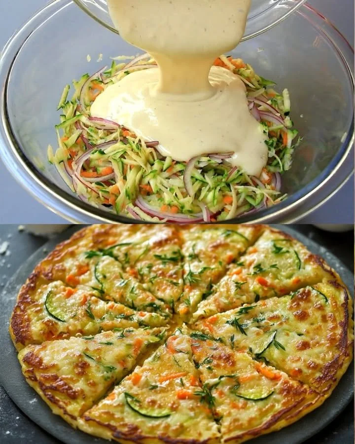 Gemüselabchen aus Karotte, Zucchini und Zwiebel auf einem Teller