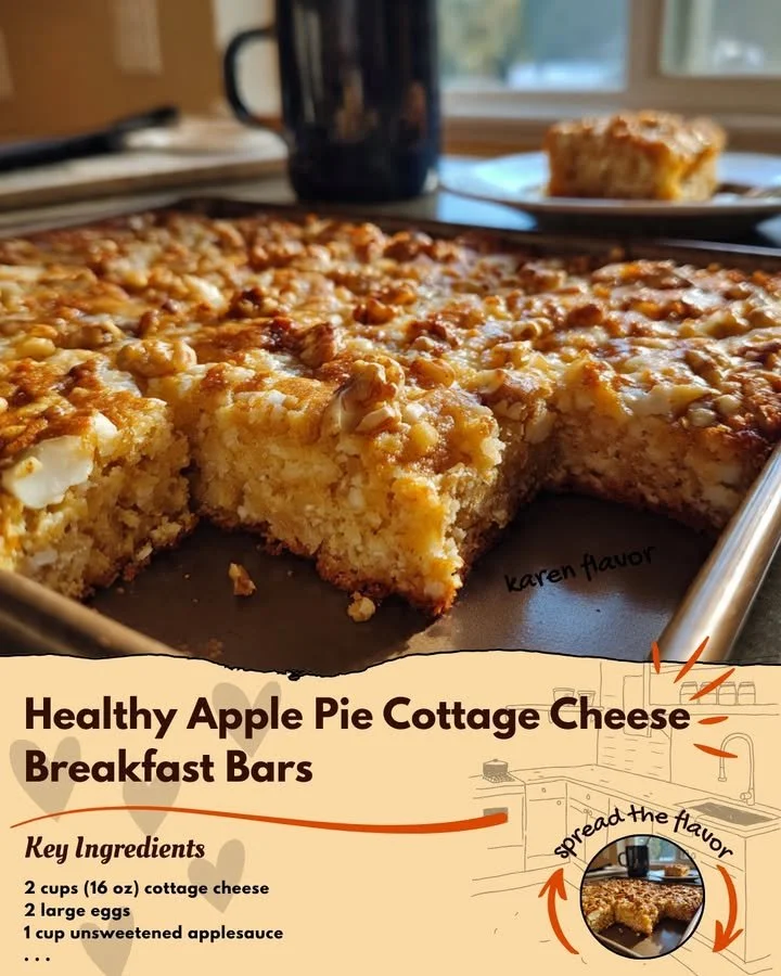 Gesunde Apfelkuchen-Cottage-Cheese-Frühstücksriegel auf einem Teller