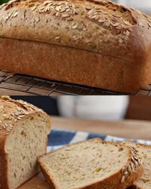 Gesundes Haferbrot mit Quark, ohne Hefe und ohne Mehl, frisch gebacken.