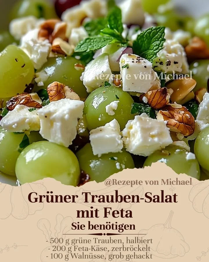 Grüner Trauben-Salat mit Feta und frischen Zutaten