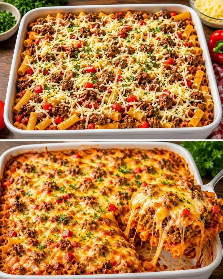 Delizioser Gyros Makkaroni Auflauf aus saftigem Gyros, Pasta und Käse