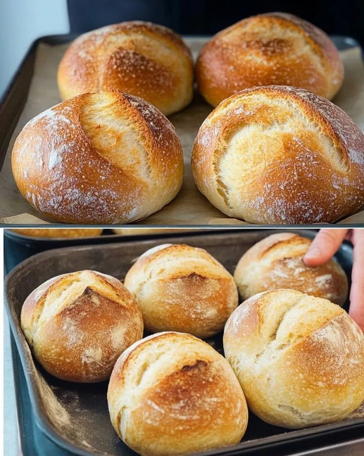 Hausgemachte rustikale Brötchen frisch aus dem Ofen