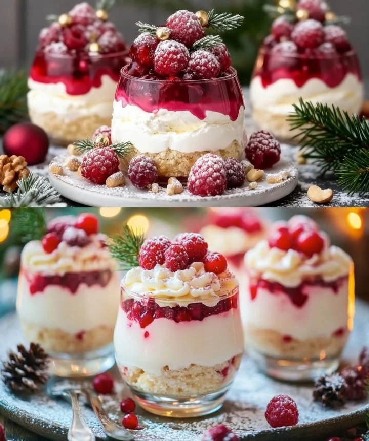 Himbeer-Dessert mit frischen Himbeeren und Sahne in einer eleganten Schüssel.