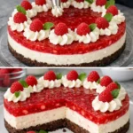 Himbeer-Frischkäse-Torte auf einem dekorativen Teller