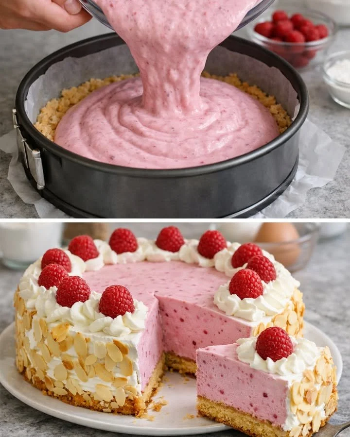 Himbeer-Philadelphia-Torte mit frischen Himbeeren und cremigem Philadelphia