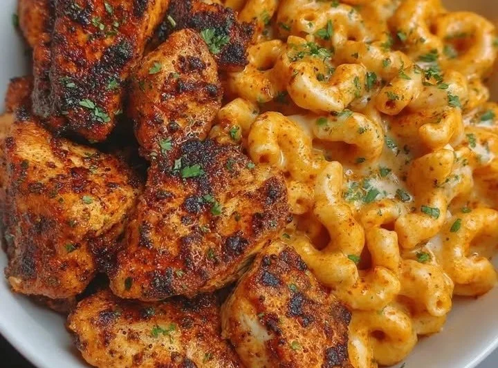 Saftiges Honig-Knoblauch-Butter-Hähnchen auf einem Teller serviert