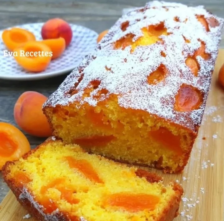 Fruchtiger Joghurt-Aprikosen-Kuchen auf einem Teller serviert