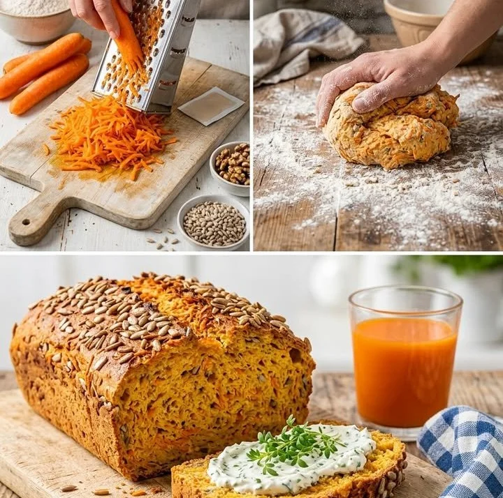 Leckeres, selbstgebackenes Karottenbrot mit frischen Zutaten