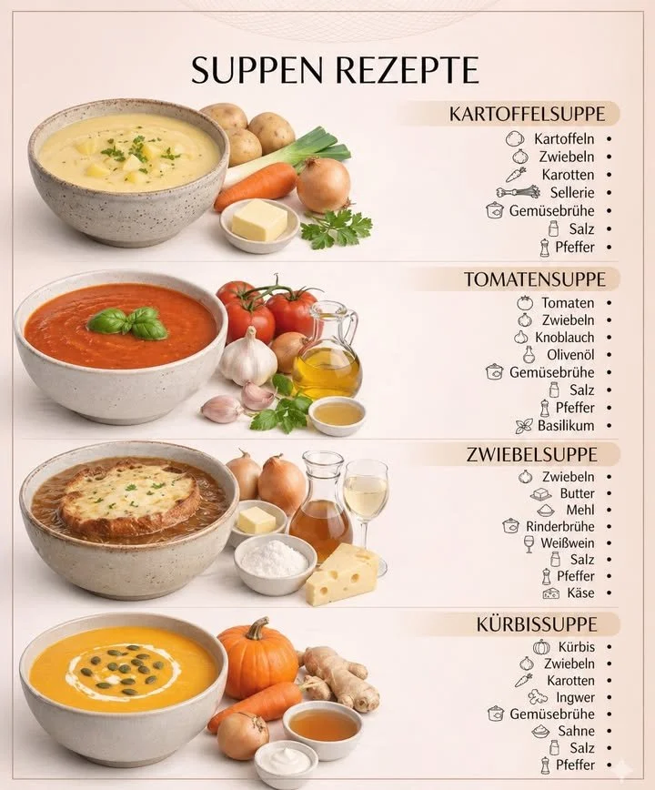 Schüssel mit leckerer Kartoffelsuppe, garniert mit frischen Kräutern