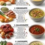 Schüssel mit leckerer Kartoffelsuppe, garniert mit frischen Kräutern.