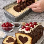 Kastenkuchen mit Herz in der Mitte, ideal für besondere Anlässe