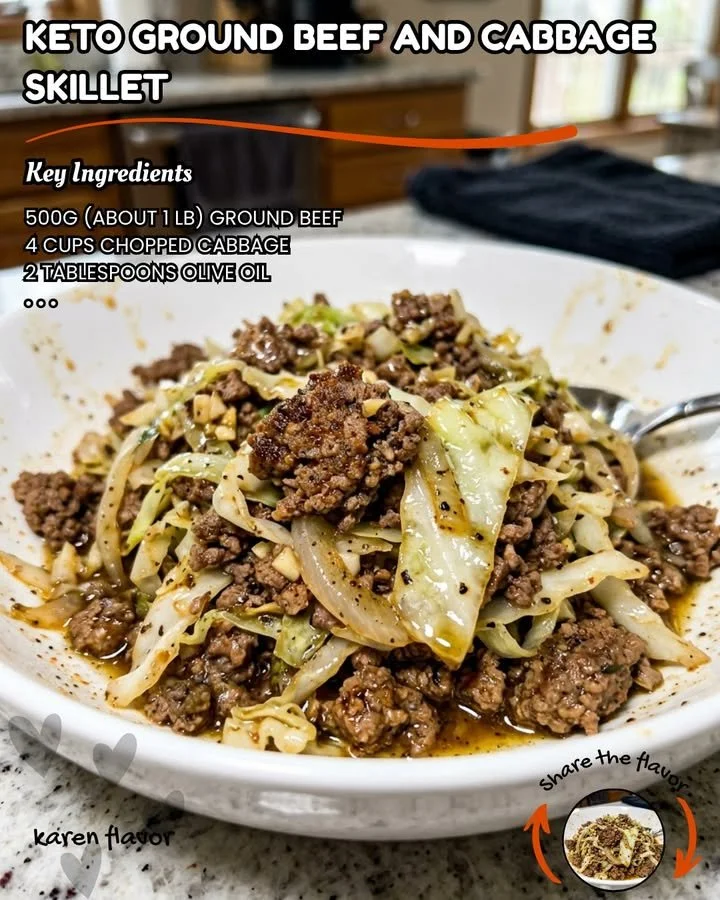 Keto Rinderhackfleisch und Kohl Pfanne zubereitet in einer Pfanne