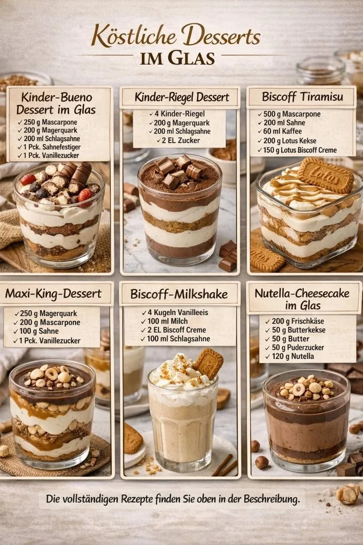 Leckeres Kinder-Bueno Dessert im Glas mit Schokolade und Haselnüssen