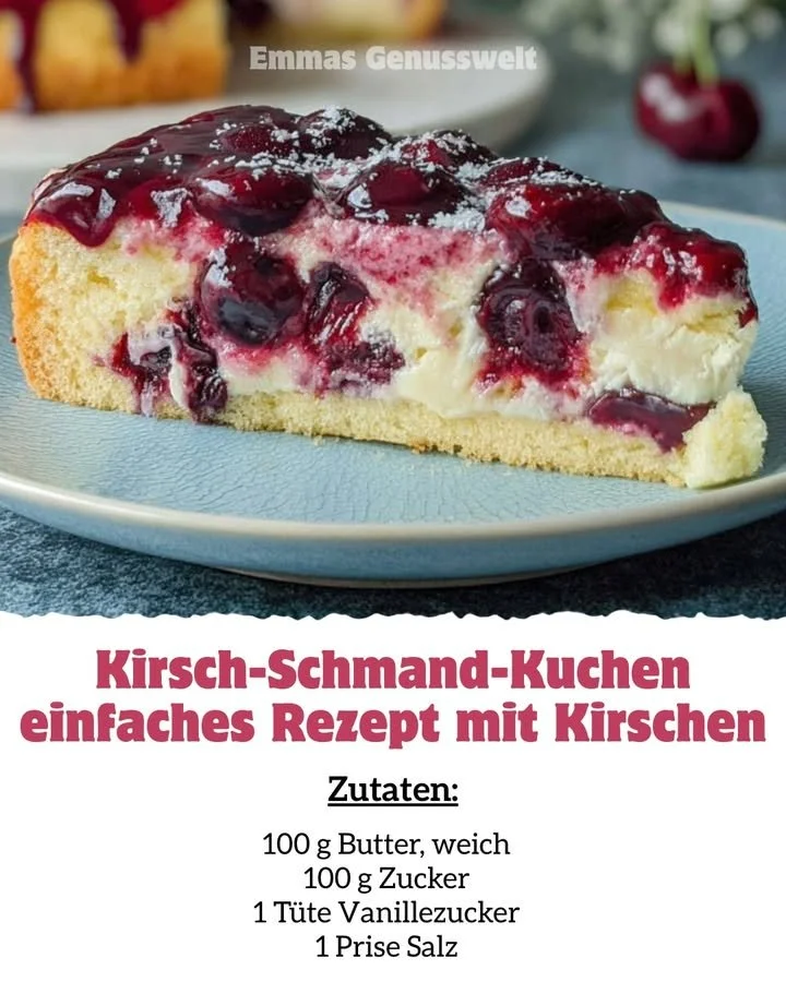 Kirsch-Schmand-Kuchen mit saftigen Kirschen und cremiger Schmandfüllung