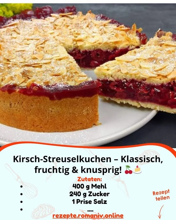 Saftiger Kirsch-Streuselkuchen mit knusprigen Streuseln