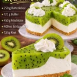 Kiwi Torte mit Frischkäse ohne Backen, fruchtiger Dessertgenuss